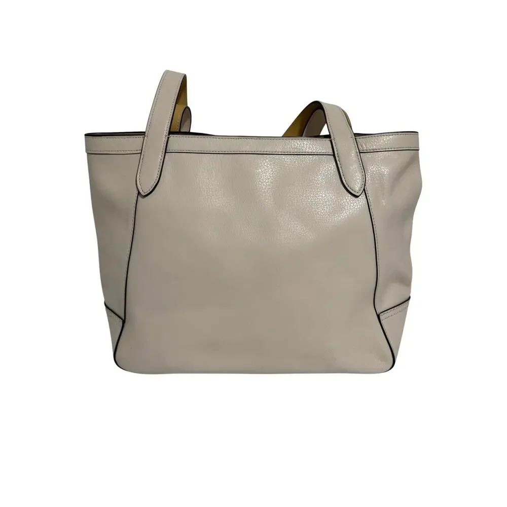 Coach Cream Leather Tote with Signature Horse & Carriage Logo